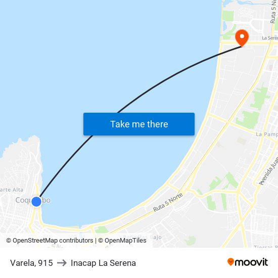 Varela, 915 to Inacap La Serena map