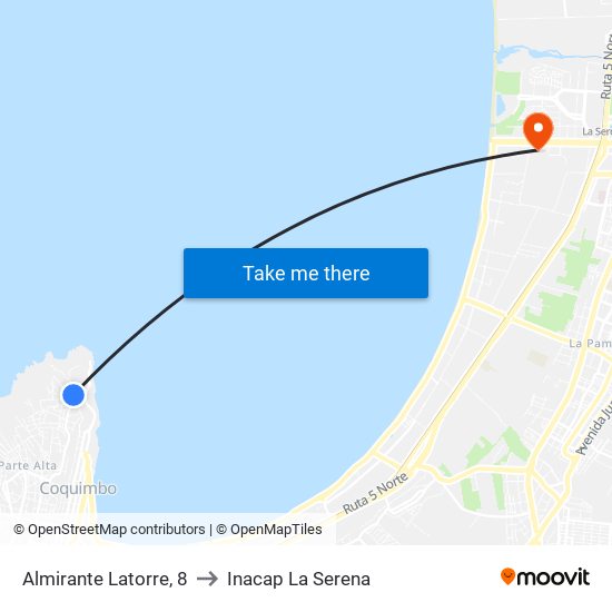 Almirante Latorre, 8 to Inacap La Serena map