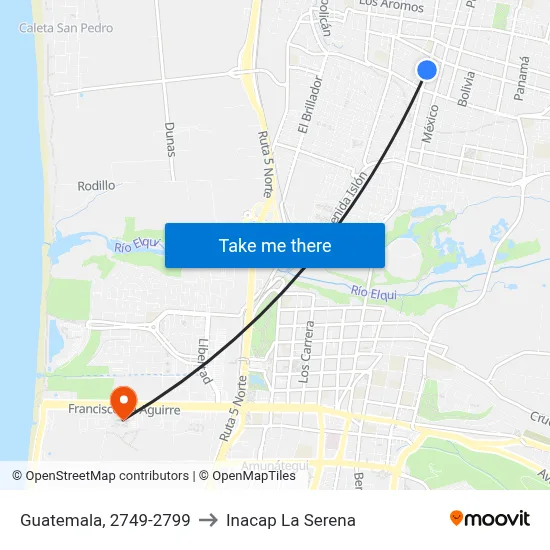 Guatemala, 2749-2799 to Inacap La Serena map
