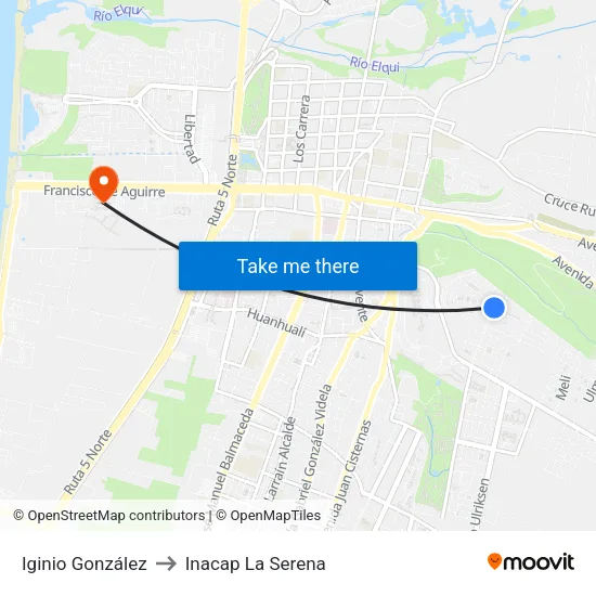 Iginio González to Inacap La Serena map