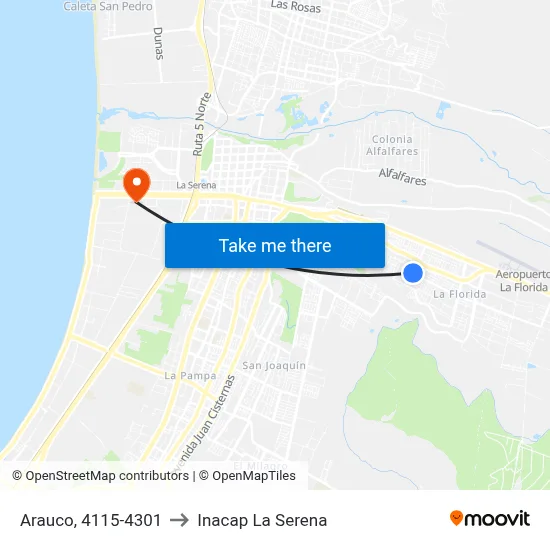 Arauco, 4115-4301 to Inacap La Serena map