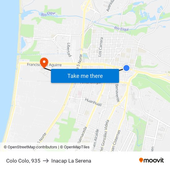 Colo Colo, 935 to Inacap La Serena map