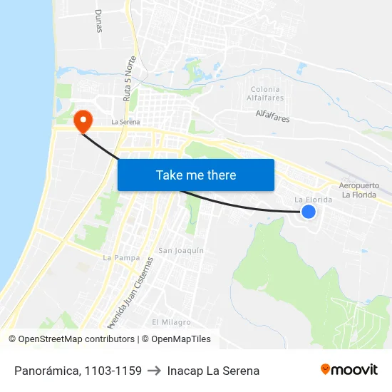 Panorámica, 1103-1159 to Inacap La Serena map