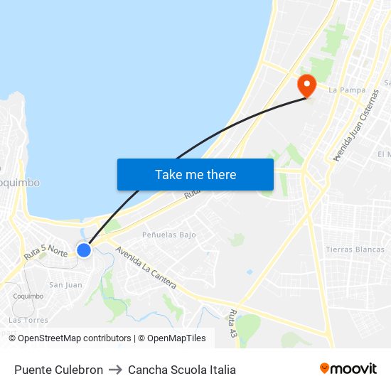 Puente Culebron to Cancha Scuola Italia map