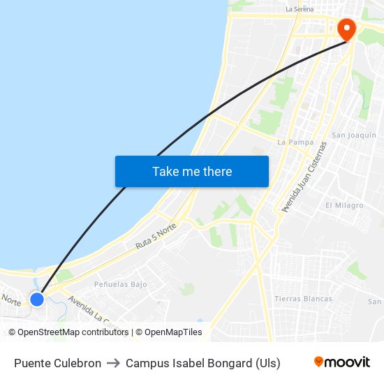 Puente Culebron to Campus Isabel Bongard (Uls) map