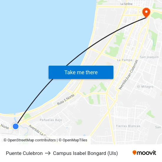 Puente Culebron to Campus Isabel Bongard (Uls) map