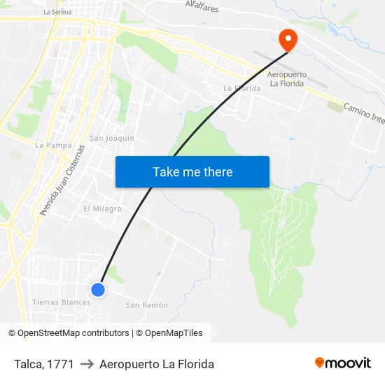 Talca, 1771 to Aeropuerto La Florida map