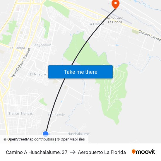 Camino A Huachalalume, 37 to Aeropuerto La Florida map