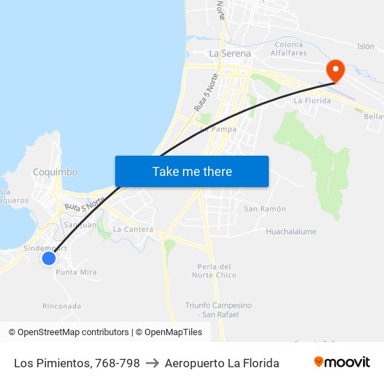 Los Pimientos, 768-798 to Aeropuerto La Florida map