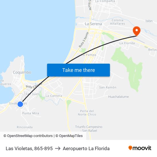 Las Violetas, 865-895 to Aeropuerto La Florida map