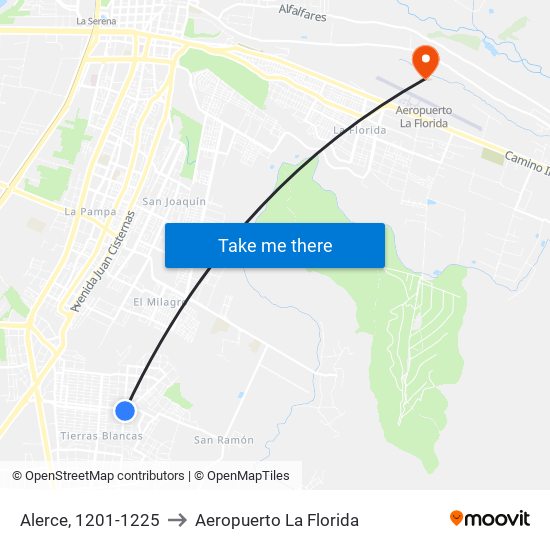 Alerce, 1201-1225 to Aeropuerto La Florida map