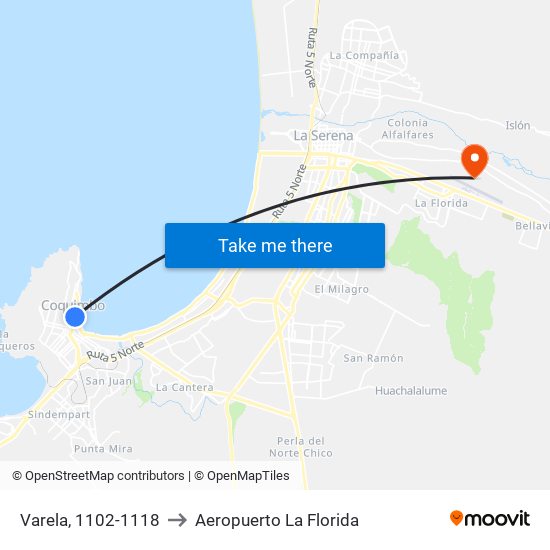 Varela, 1102-1118 to Aeropuerto La Florida map