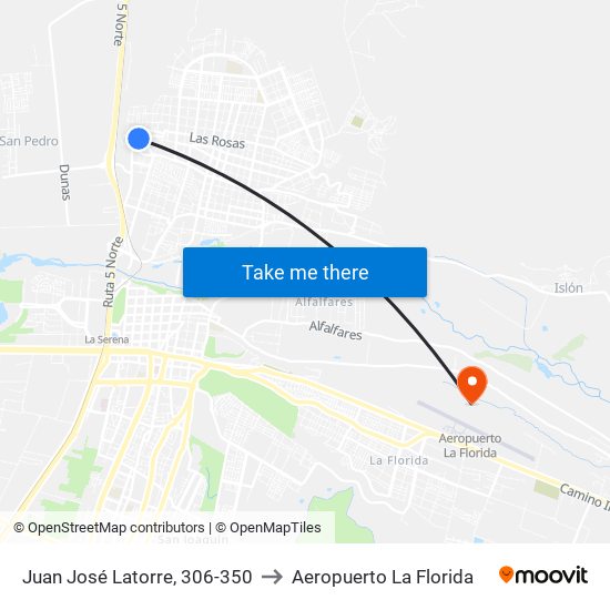 Juan José Latorre, 306-350 to Aeropuerto La Florida map