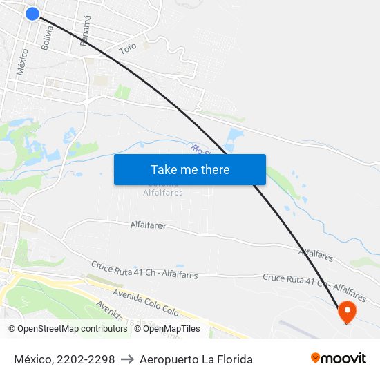 México, 2202-2298 to Aeropuerto La Florida map