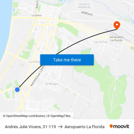 Andrés Julie Vicens, 31-119 to Aeropuerto La Florida map