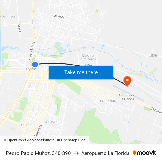 Pedro Pablo Muñoz, 340-390 to Aeropuerto La Florida map