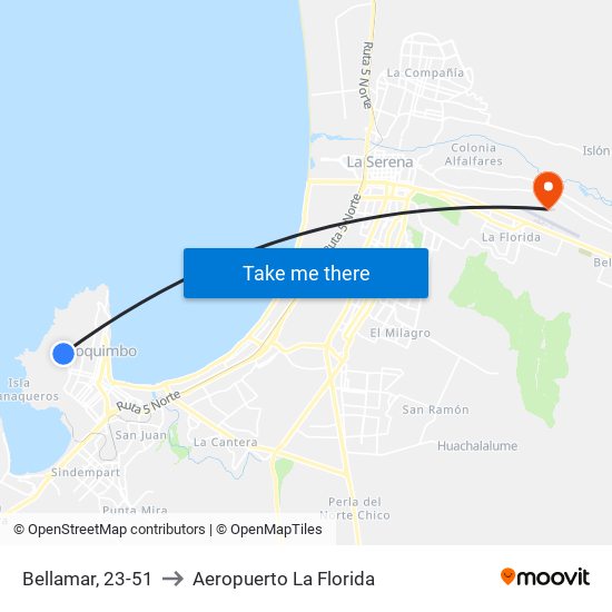Bellamar, 23-51 to Aeropuerto La Florida map