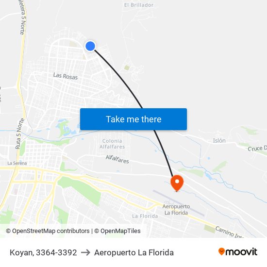 Koyan, 3364-3392 to Aeropuerto La Florida map