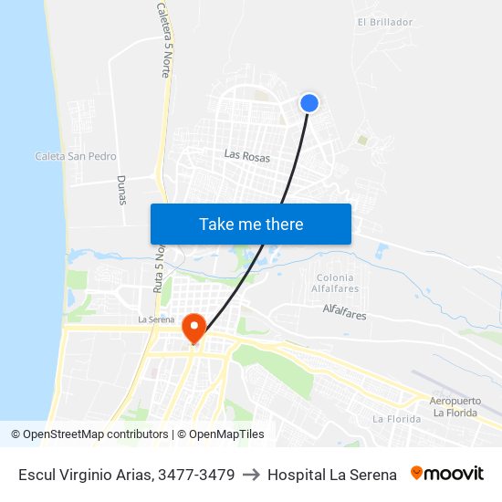 Escul Virginio Arias, 3477-3479 to Hospital La Serena map