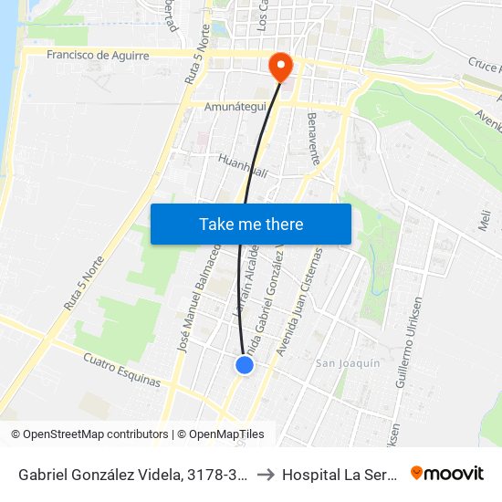 Gabriel González Videla, 3178-3248 to Hospital La Serena map
