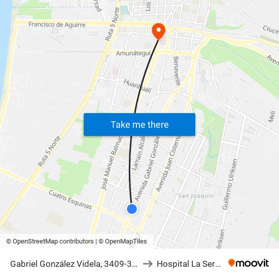 Gabriel González Videla, 3409-3415 to Hospital La Serena map