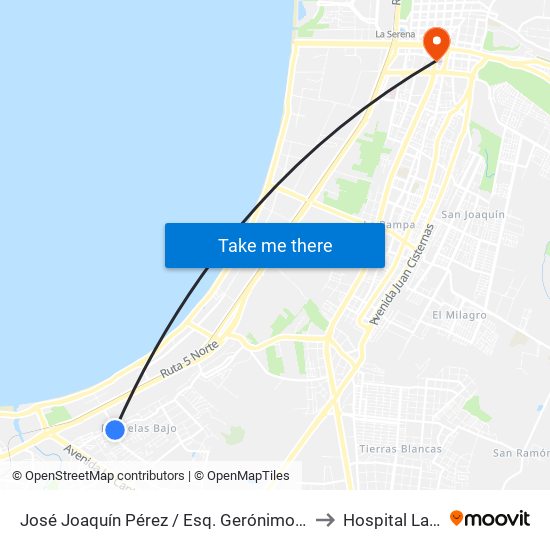 José Joaquín Pérez / Esq. Gerónimo Méndez Arancibia to Hospital La Serena map