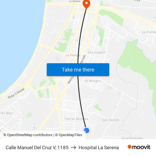Calle Manuel Del Cruz V, 1185 to Hospital La Serena map