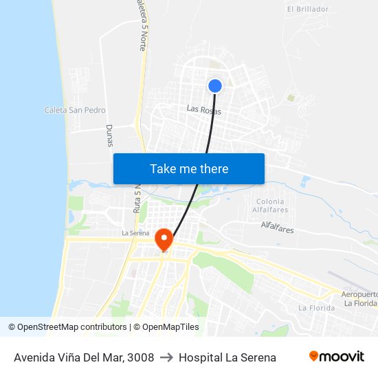 Avenida Viña Del Mar, 3008 to Hospital La Serena map