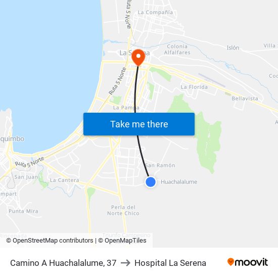 Camino A Huachalalume, 37 to Hospital La Serena map