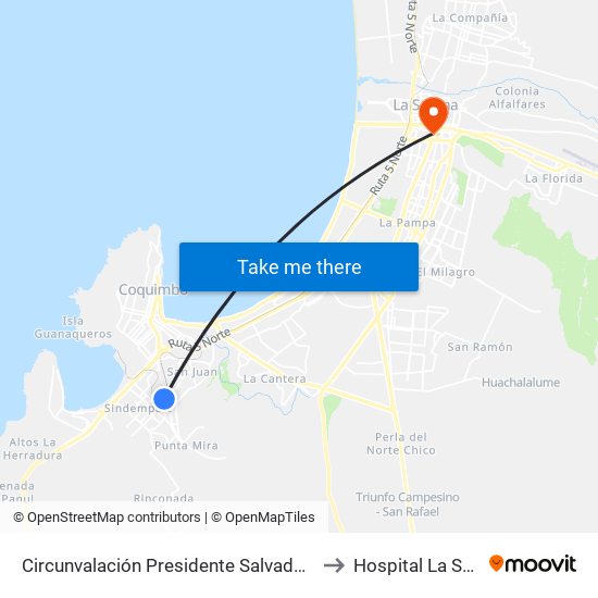 Circunvalación Presidente Salvador Allende to Hospital La Serena map