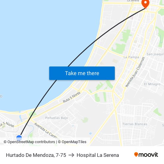 Hurtado De Mendoza, 7-75 to Hospital La Serena map