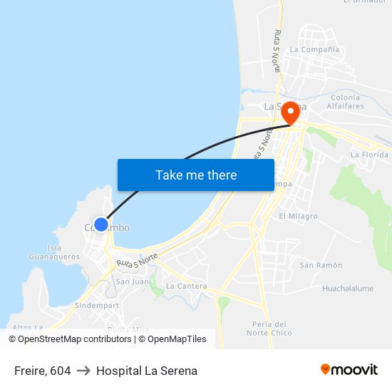 Freire, 604 to Hospital La Serena map