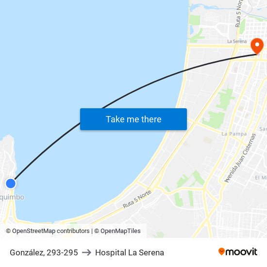 González, 293-295 to Hospital La Serena map