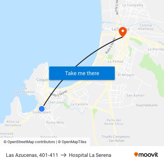 Las Azucenas, 401-411 to Hospital La Serena map