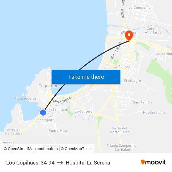 Los Copihues, 34-94 to Hospital La Serena map