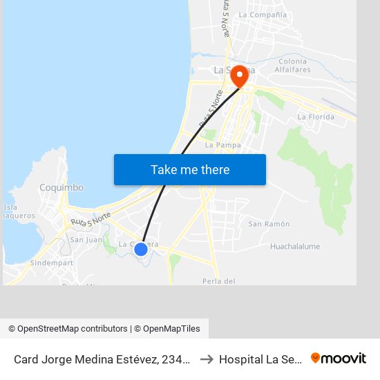 Card Jorge Medina Estévez, 2344-2356 to Hospital La Serena map