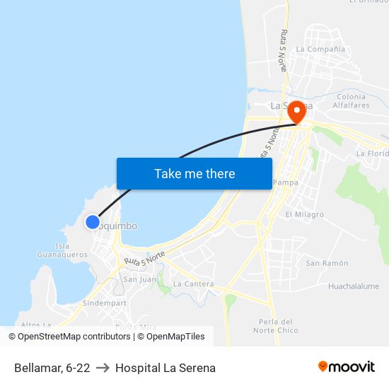 Bellamar, 6-22 to Hospital La Serena map