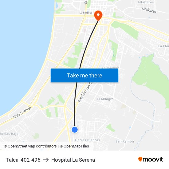 Talca, 402-496 to Hospital La Serena map