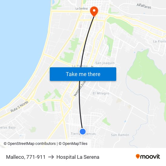 Malleco, 771-911 to Hospital La Serena map