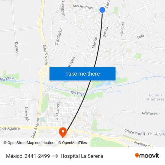 México, 2441-2499 to Hospital La Serena map