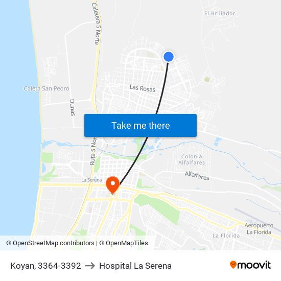 Koyan, 3364-3392 to Hospital La Serena map