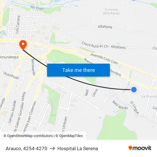 Arauco, 4254-4270 to Hospital La Serena map