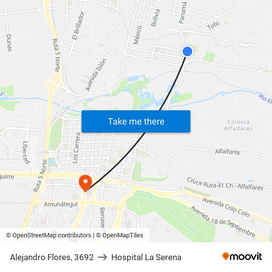 Alejandro Flores, 3692 to Hospital La Serena map