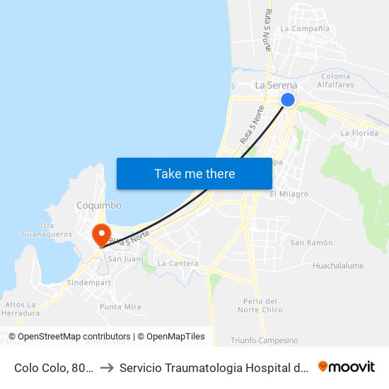 Colo Colo, 802-898 to Servicio Traumatologia Hospital de Coquimbo map