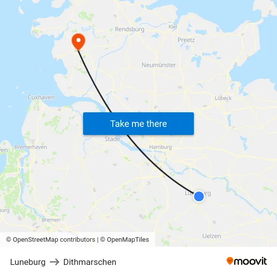 Luneburg to Dithmarschen map