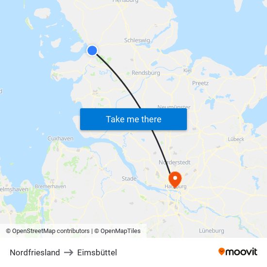 Nordfriesland to Eimsbüttel map