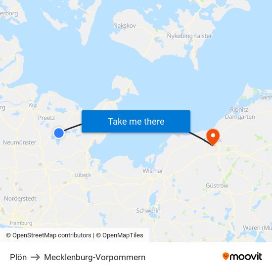 Plön to Mecklenburg-Vorpommern map