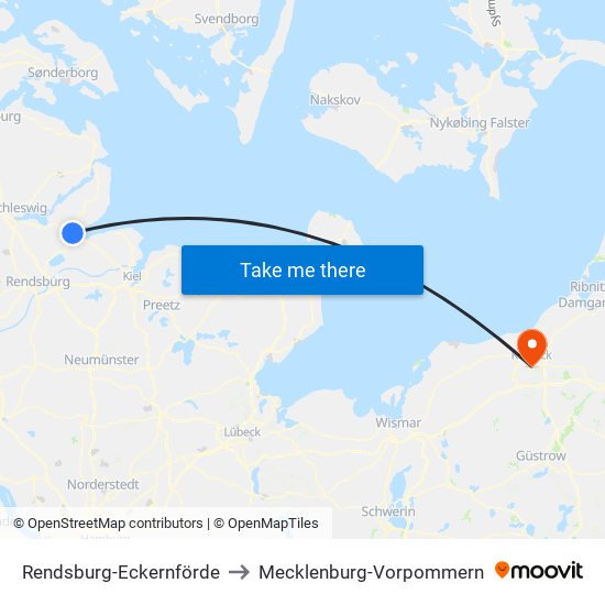 Rendsburg-Eckernförde to Mecklenburg-Vorpommern map