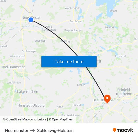 Neumünster to Schleswig-Holstein map