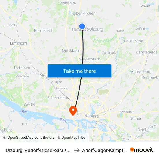 Ulzburg, Rudolf-Diesel-Straße (Ost) to Adolf-Jäger-Kampfbahn map